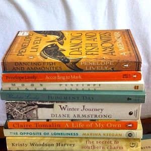 curated stack of 8 paperback books:  Women Writers!